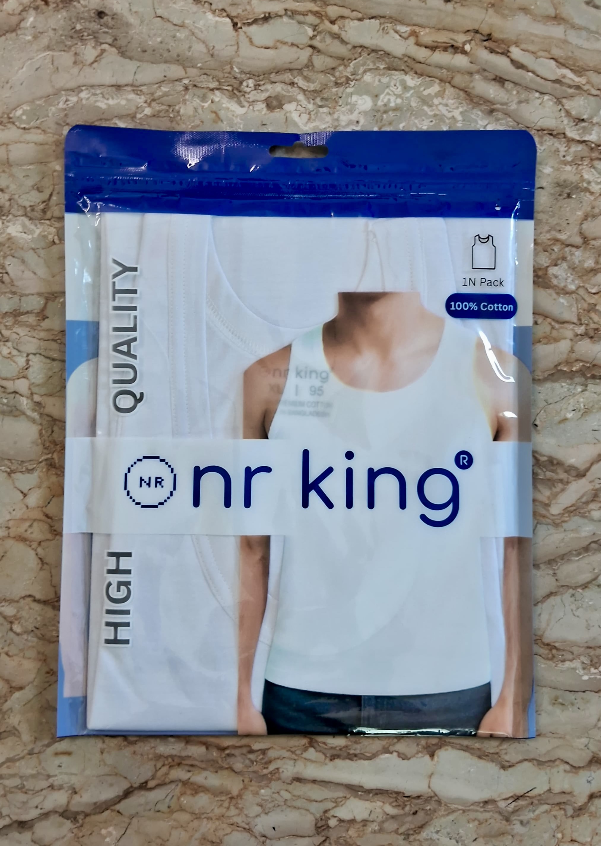 Front side view of NR KING innerwear packaging